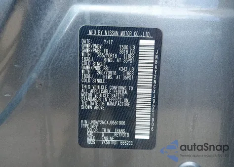 2018 Nissan Armada Sv из США, поврежденный, VIN JN8AY2NCXJ9551906